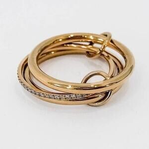 Triple Layered Crystal Stacked Ring Waterproof Gold